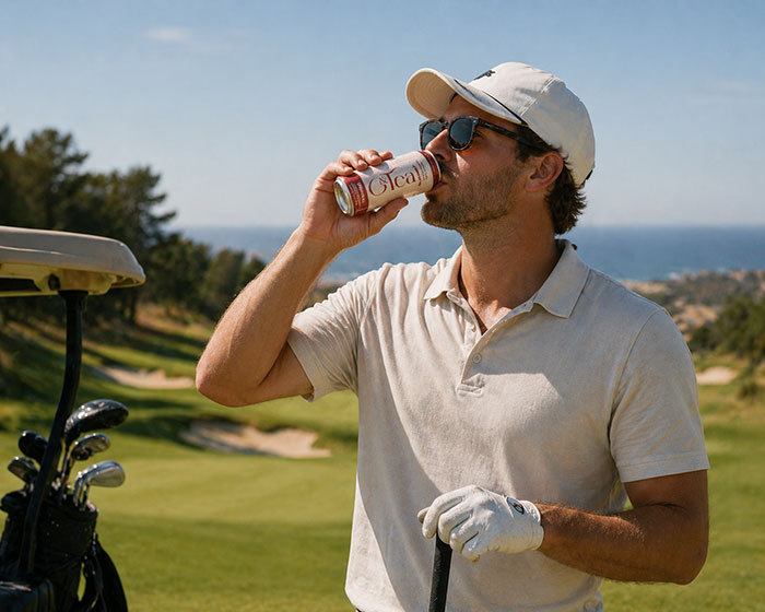 Golfer Drinking G&Tea